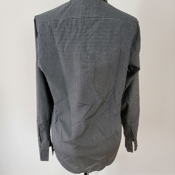 Theory black and white plaid long sleeve button down men's shirt, size S - Picture 2 of 4